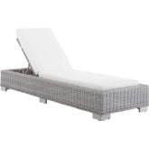 Conway Outdoor Chaise in Gray Poly Wicker & White Sunbrella&reg; Fabric