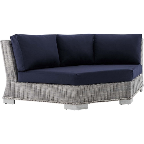 Conway Outdoor Round Corner Chair in Poly Wicker & Navy Sunbrella&reg; Fabric