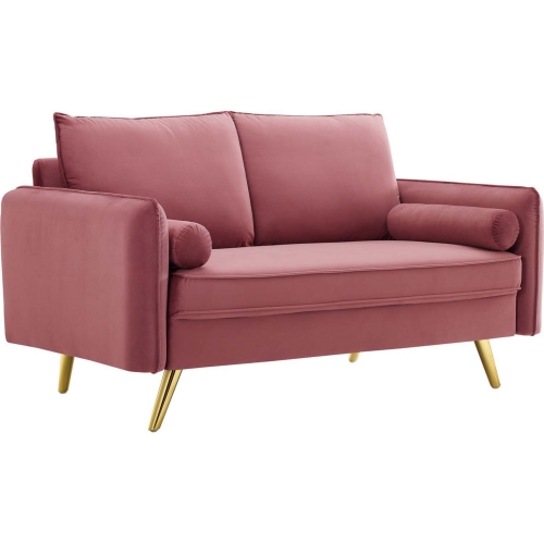 Revive Loveseat in Dusty Rose Velvet on Gold Iron Legs