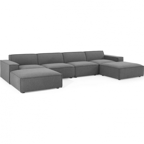 Restore 6 Piece Sectional Sofa in Charcoal Fabric