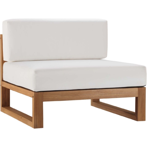 Upland Outdoor Armless Chair in Teak & White Fabric