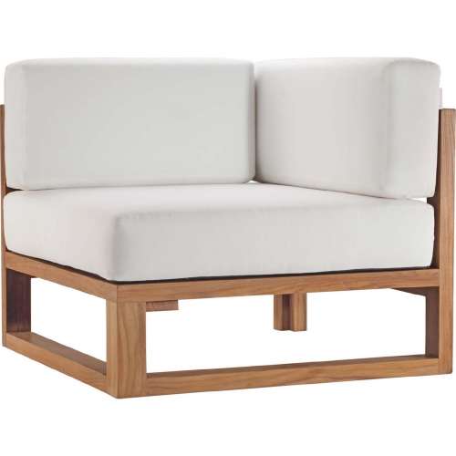 Upland Outdoor Corner Chair in Teak & White Fabric