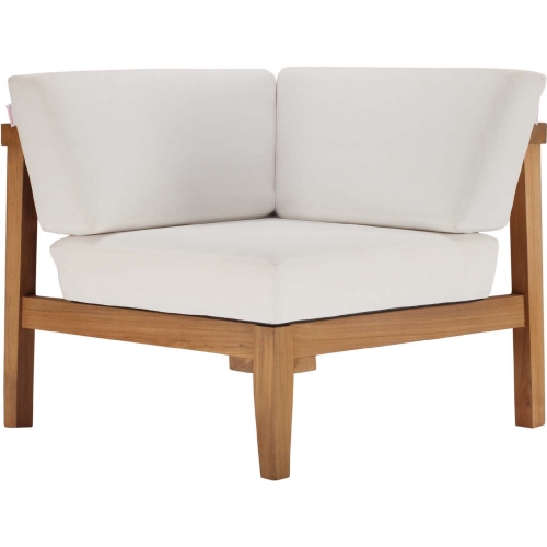 Bayport Outdoor Patio Corner Chair Sectional Unit in White Teak