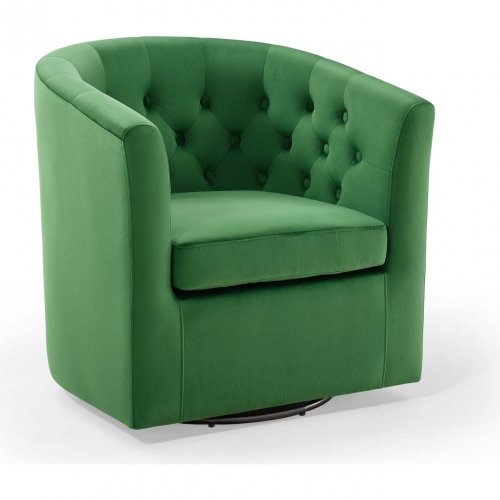 Prospect Swivel Arm Chair in Tufted Emerald Fabric