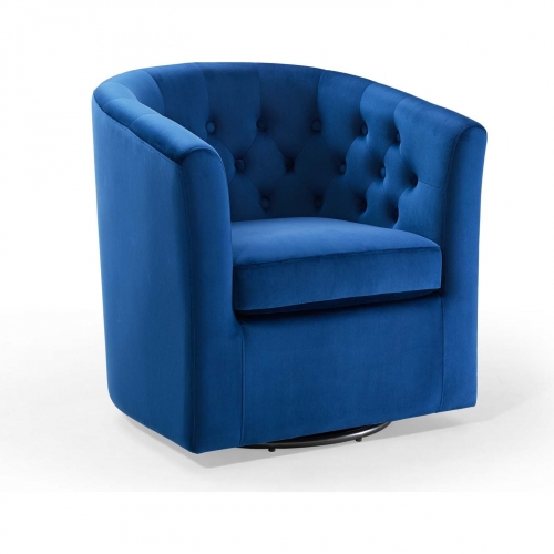 Prospect Swivel Arm Chair in Tufted Navy Fabric