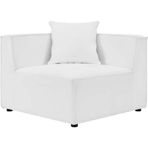 Saybrook Outdoor Sectional Sofa Corner Chair in White Fabric