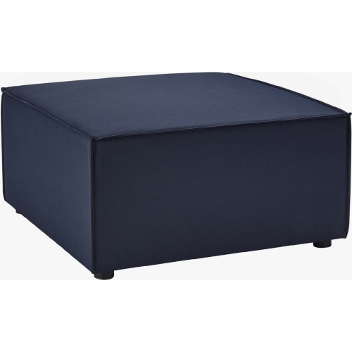 Saybrook Outdoor Sectional Sofa Ottoman in Navy Blue Fabric