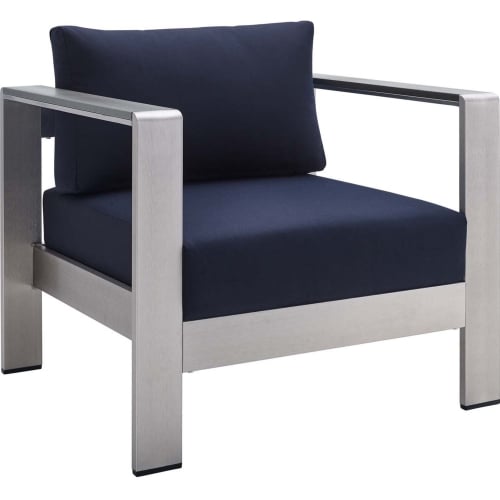 Shore Outdoor Arm Chair in Navy Blue Sunbrella&reg; Fabric & Aluminum