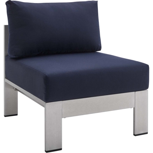 Shore Outdoor Armless Chair in Navy Blue Sunbrella&reg; Fabric & Aluminum