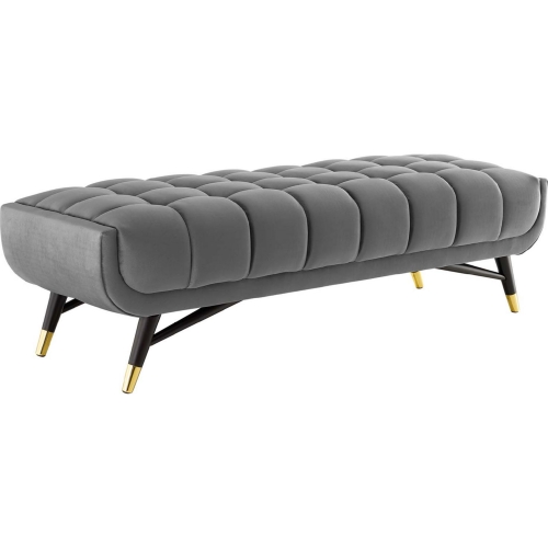 Adept 60" Bench in Tufted Gray Velvet