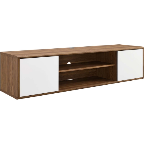 Envision 60" Wall Mount TV Stand in Walnut & White