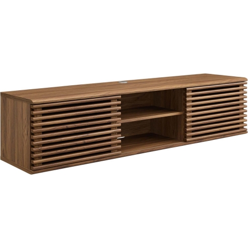 Render 60" Wall Mount Media Console TV Stand in Walnut