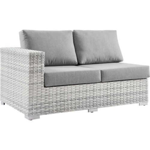 Convene Outdoor Left Arm Loveseat Sectional Unit in Gray Fabric & Gray Poly Rattan