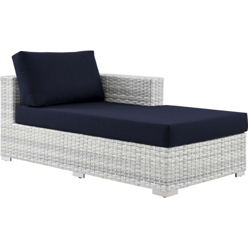 Convene Outdoor Right Chaise in Navy Fabric & Gray Poly Rattan