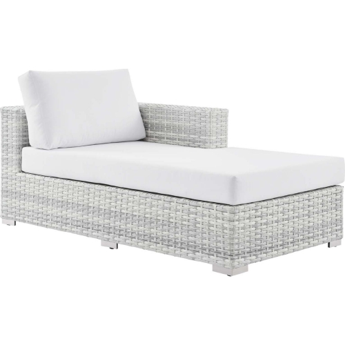 Convene Outdoor Right Chaise in White Fabric & Gray Poly Rattan