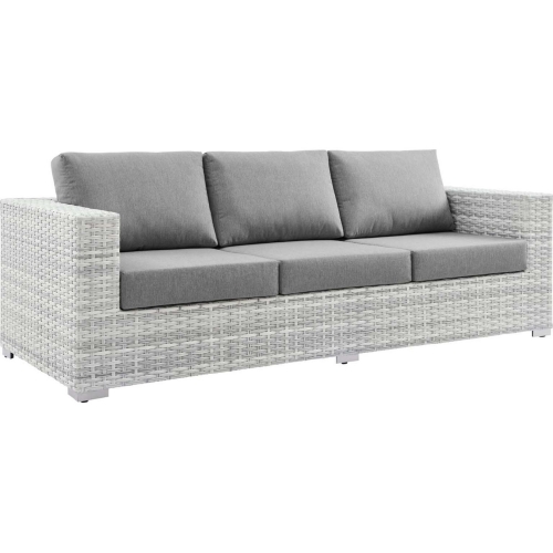 Convene Outdoor Sofa in Gray Fabric & Gray Poly Rattan