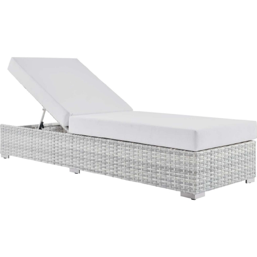 Convene Outdoor Chaise in White Fabric & Gray Poly Rattan