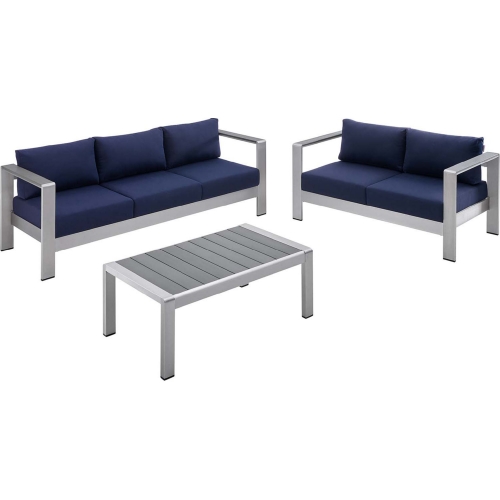 Shore Outdoor 3 Piece Sofa Set in Navy Sunbrella &reg; Fabric