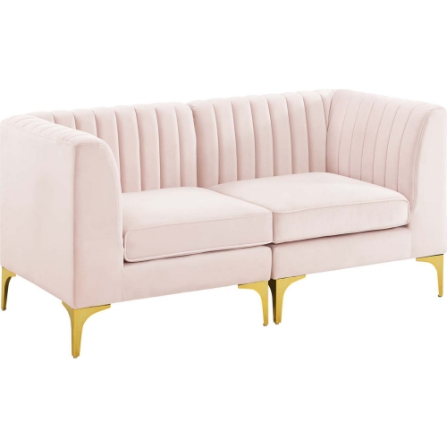 Triumph Loveseat in Channel Tufted Pink Velvet