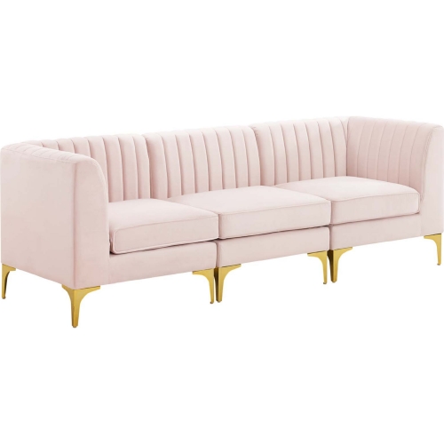 Triumph Modular Sectional Sofa in Channel Tufted Pink Velvet