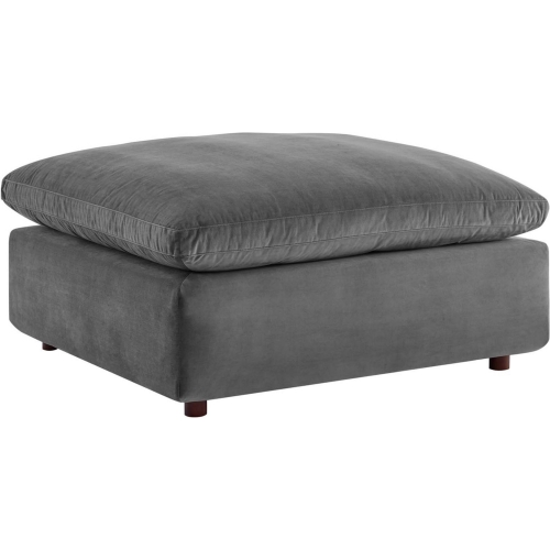 Commix Down Filled Overstuffed Ottoman in Gray Performance Velvet