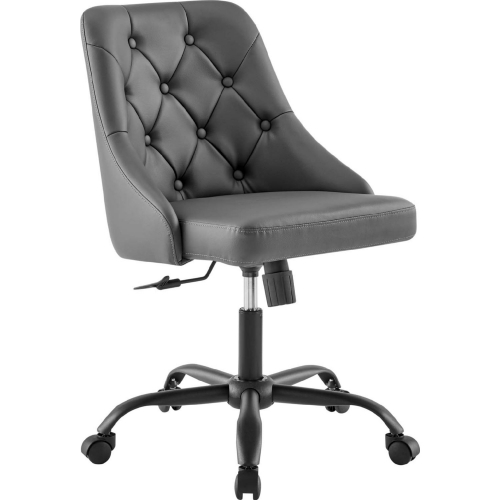 Distinct Swivel Office Chair in Tufted Gray Vegan Leather