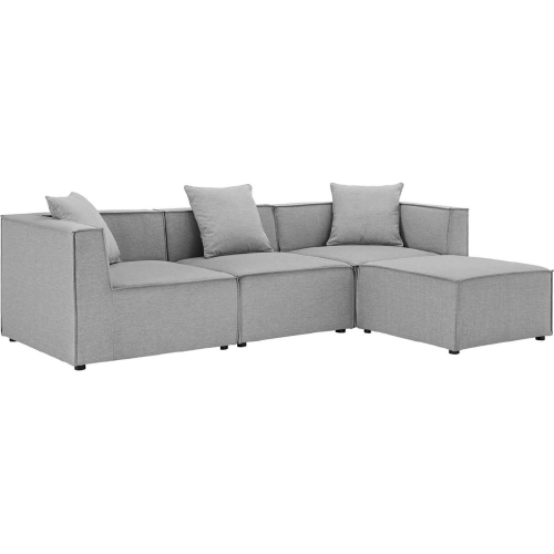 Saybrook Outdoor 4 Piece Sectional Sofa in Gray All Weather Fabric