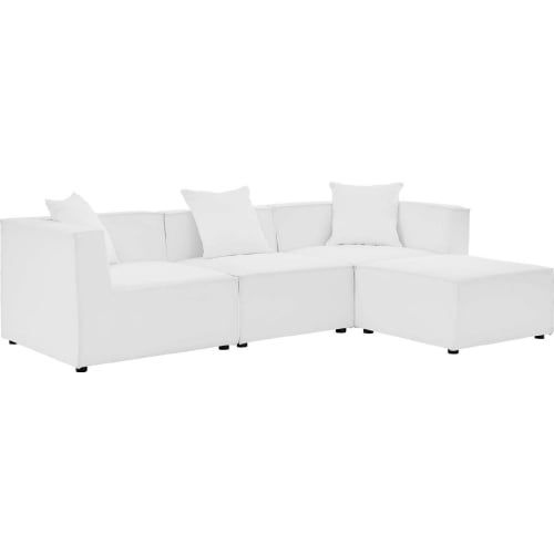 Saybrook Outdoor 4 Piece Sectional Sofa in White All Weather Fabric