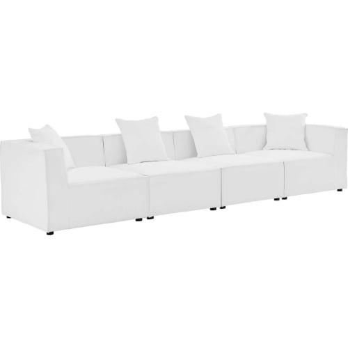 Saybrook Outdoor 4 Piece Sectional Sofa in White All Weather Fabric