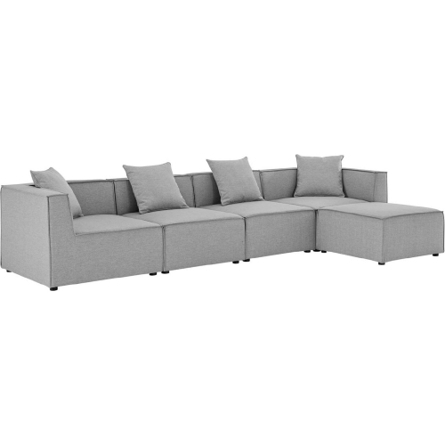 Saybrook Outdoor 5 Piece Sectional Sofa in Gray All Weather Fabric