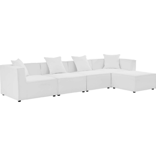 Saybrook Outdoor 5 Piece Sectional Sofa in White All Weather Fabric