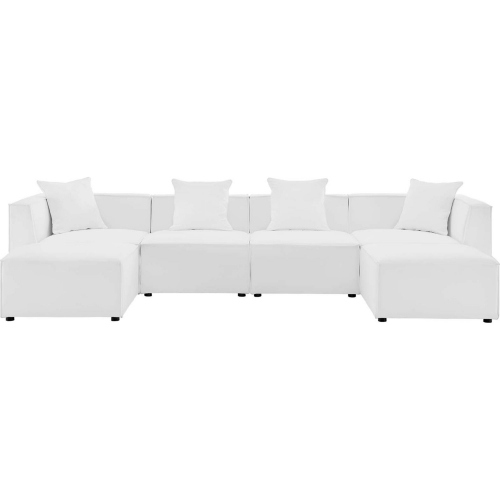 Saybrook Outdoor 6 Piece Sectional Sofa in White All Weather Fabric