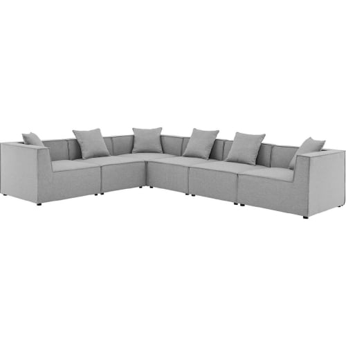 Saybrook Outdoor 6 Piece Sectional Sofa in Gray All Weather Fabric