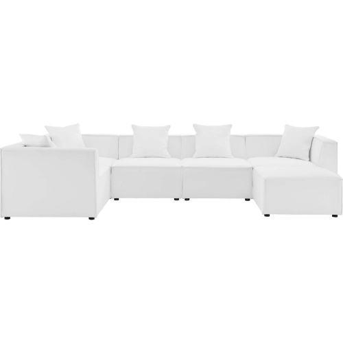 Saybrook Outdoor 6 Piece Sectional Sofa in White All Weather Fabric