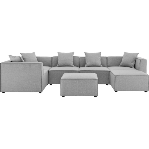 Saybrook Outdoor 7 Piece Sectional Sofa in Gray All Weather Fabric