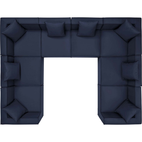 Saybrook Outdoor 8 Piece Sectional Sofa in Navy Blue All Weather Fabric