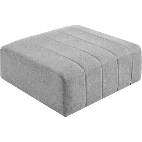 Bartlett Ottoman in Channel Tufted Light Gray Fabric