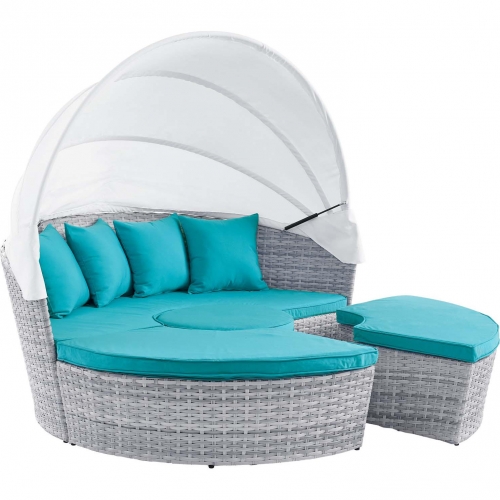 Scottsdale Canopy Outdoor Daybed in Light Gray & Aruba Sunbrella&reg;