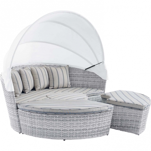 Scottsdale Canopy Outdoor Daybed in Light Gray & Pebble Sunbrella&reg;