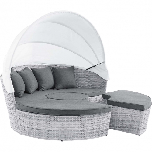 Scottsdale Canopy Outdoor Daybed in Light Gray & Gray Sunbrella&reg;