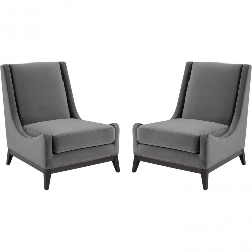 Confident Lounge Chair in Gray Velvet (Set of 2)