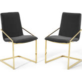 Pitch Dining Arm Chair in Black Velvet & Gold (Set of 2)