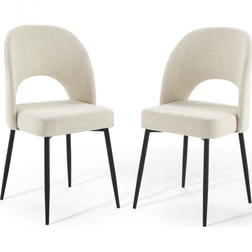 Rouse Dining Chair in Beige Fabric & Black (Set of 2)