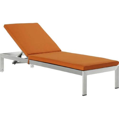 Shore Outdoor Patio Aluminum Chaise w/ Orange Fabric