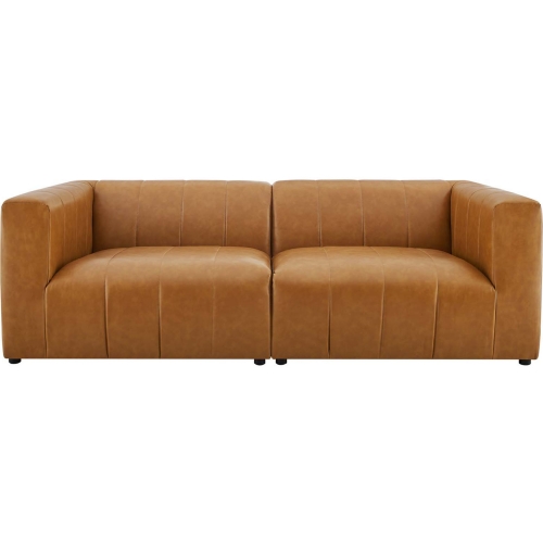 Bartlett 2 Piece Loveseat in Channel Tufted Tan Vegan Leather