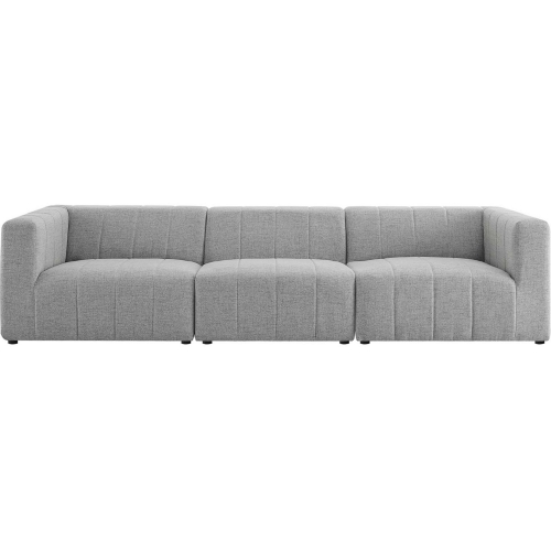 Bartlett 3 Piece Sofa in Channel Tufted Light Gray Fabric