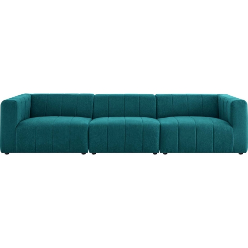 Bartlett 3 Piece Sofa in Channel Tufted Teal Fabric