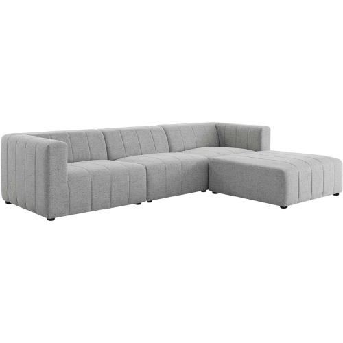 Bartlett 4 Piece Sectional Sofa in Channel Tufted Light Gray Fabric