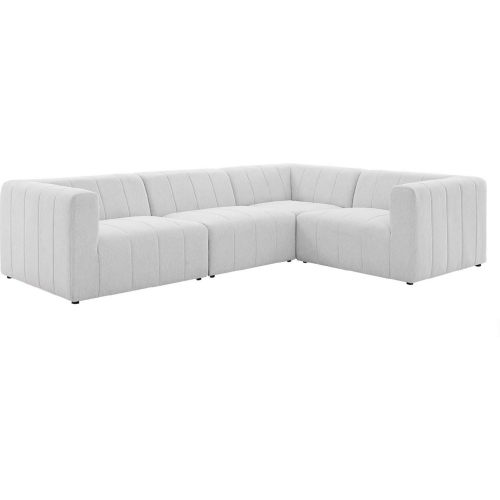 Bartlett 4 Piece Sectional Sofa in Channel Tufted Ivory Fabric