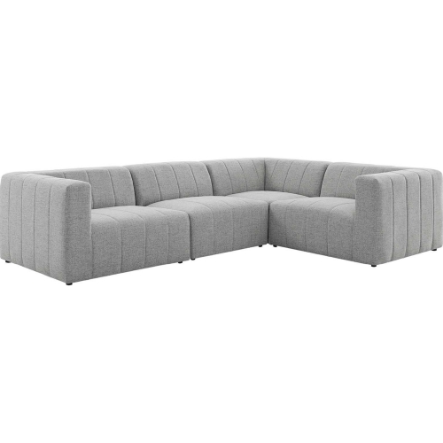 Bartlett 4 Piece Sectional Sofa in Channel Tufted Light Gray Fabric